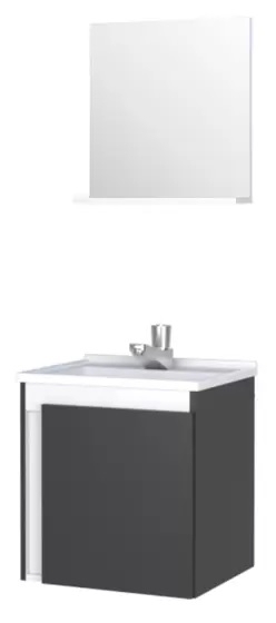 Toucador Banheiro Onix 40cm Preto Com Espelheira - Cozimax | Casa Nova
