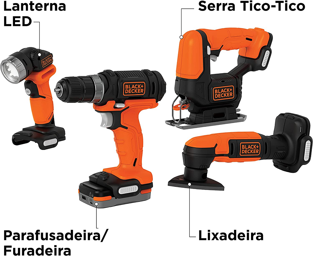 Jogo de Ferramentas sem Fio 12V GoPak 5 em 1 Black Decker BDCK502C1-B3