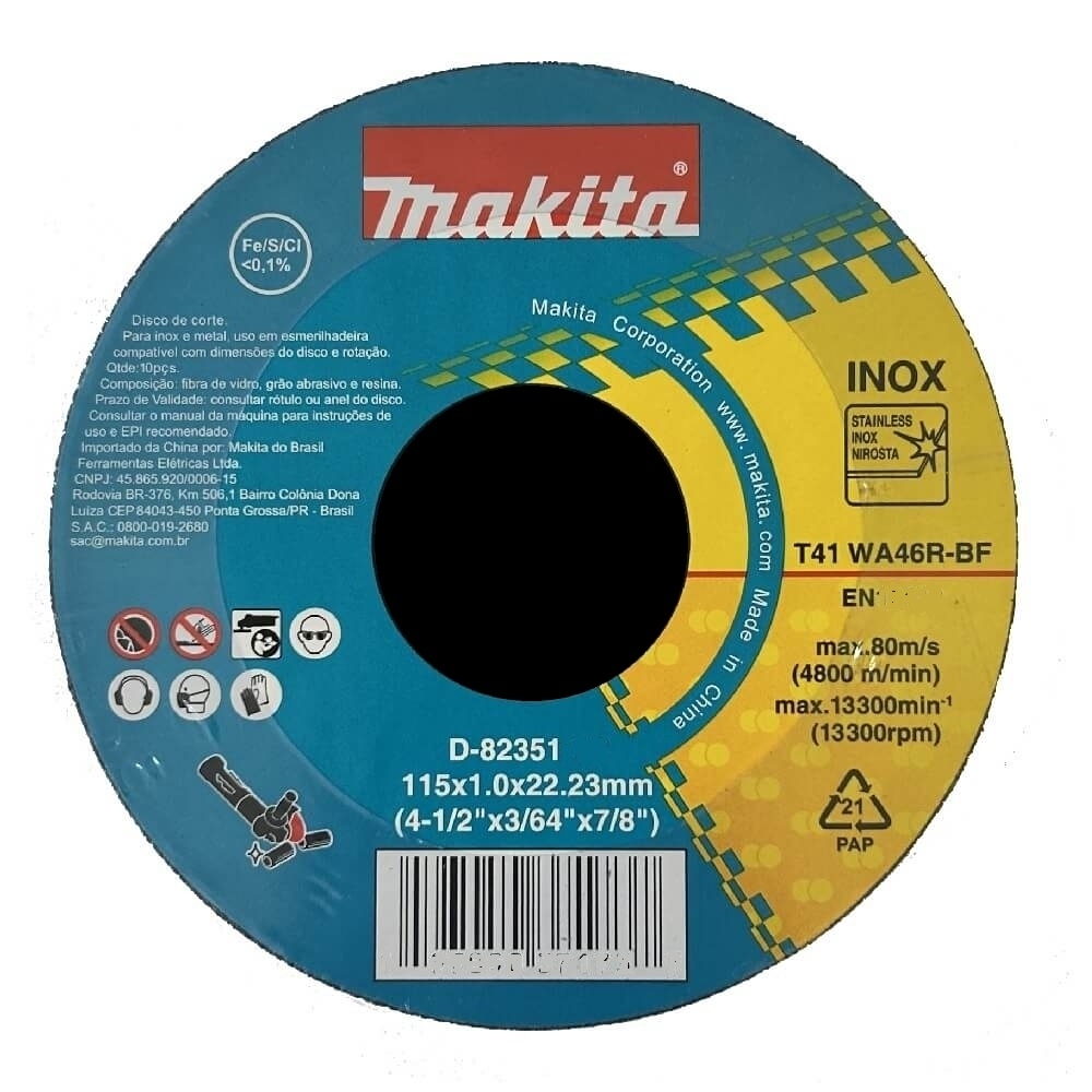 094748251a　DIKINR407 7台 Disco de Corte Inox 4.1/2 x 3/64 x 7/8 D-82351 Makita para